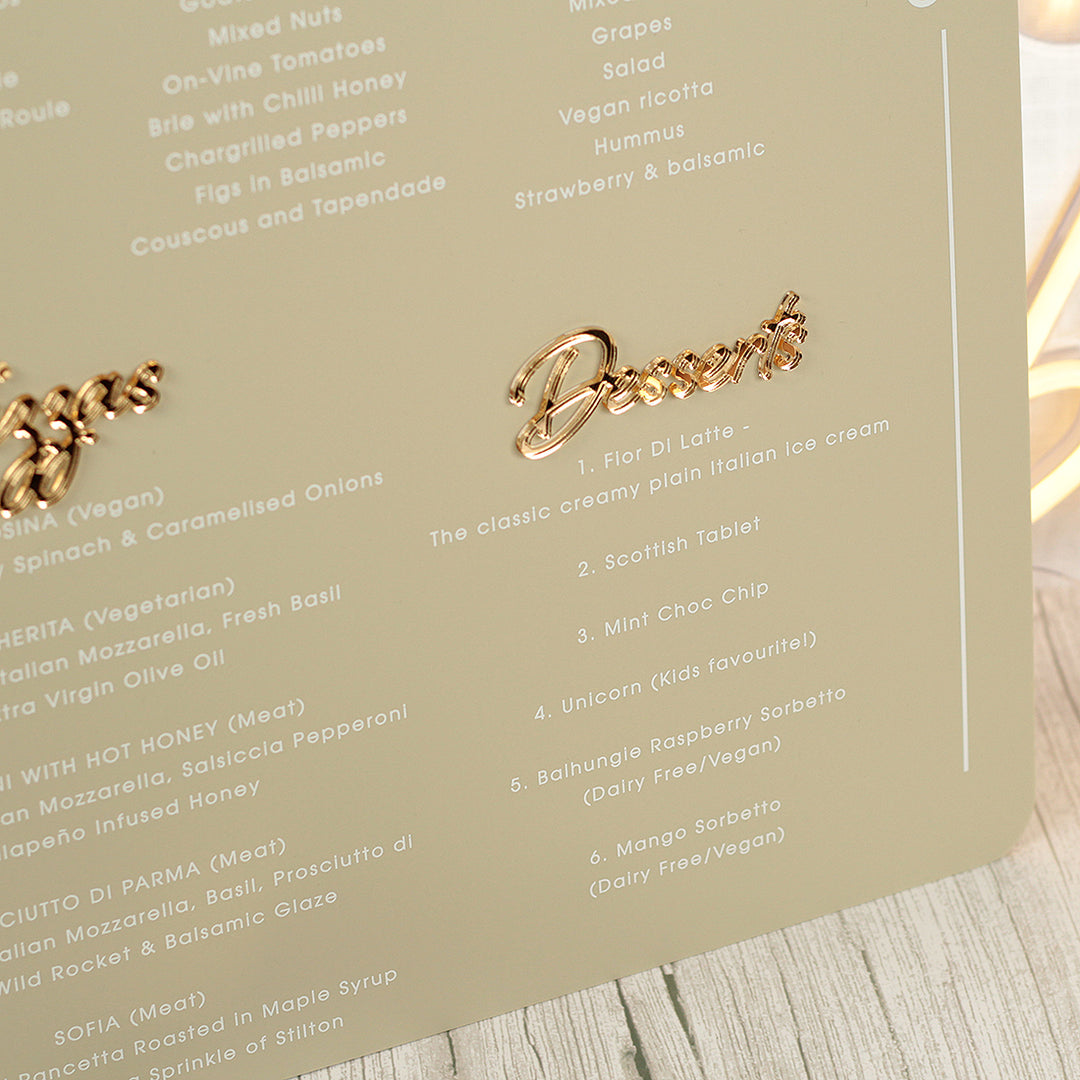 Modern Arch Acrylic Food Menu Sign