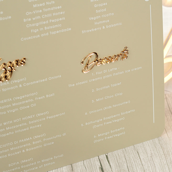 Modern Arch Acrylic Food Menu Sign