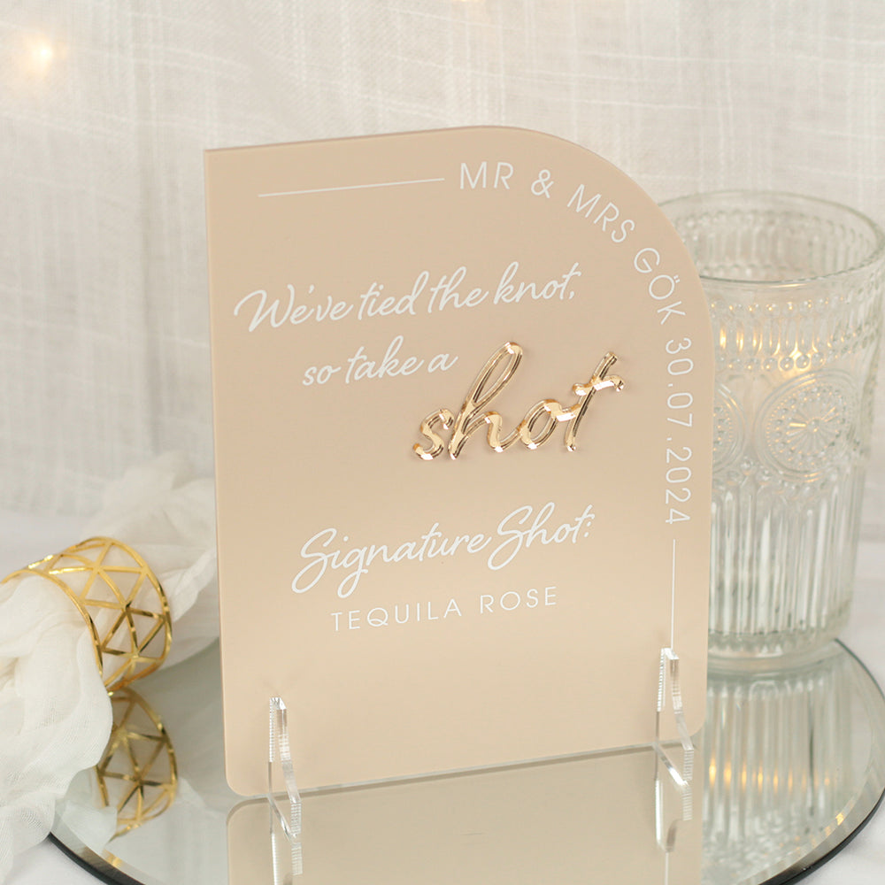 Modern Arch Acrylic Take a Shot Sign-Weddings by Lumi