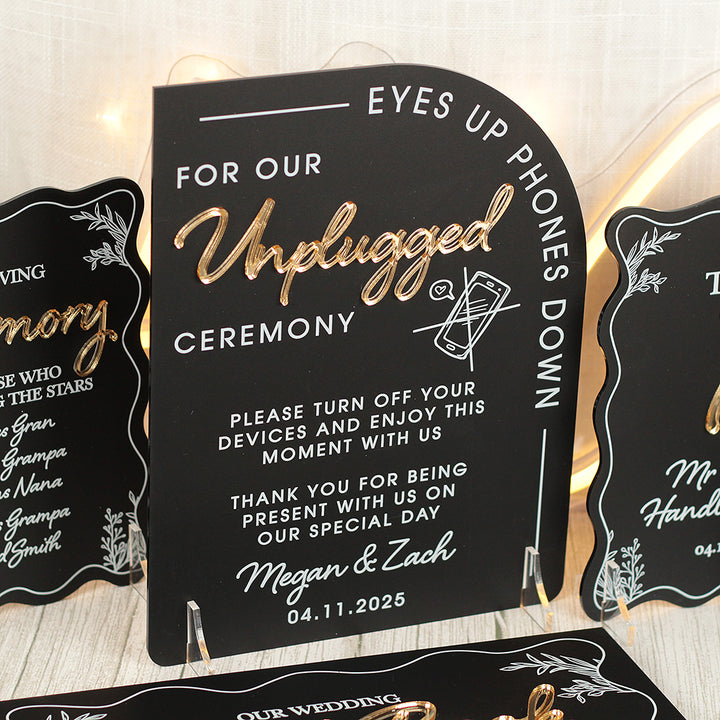 Modern Arch Unplugged Ceremony Acrylic Sign