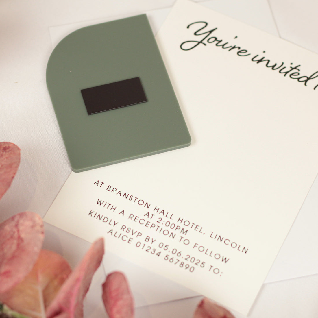 Modern Arch Acrylic Wedding Invitation Magnets & Cards