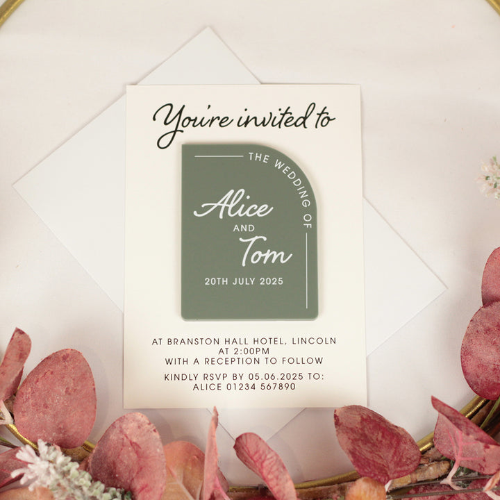 Modern Arch Acrylic Wedding Invitation Magnets &amp; Cards-Weddings by Lumi