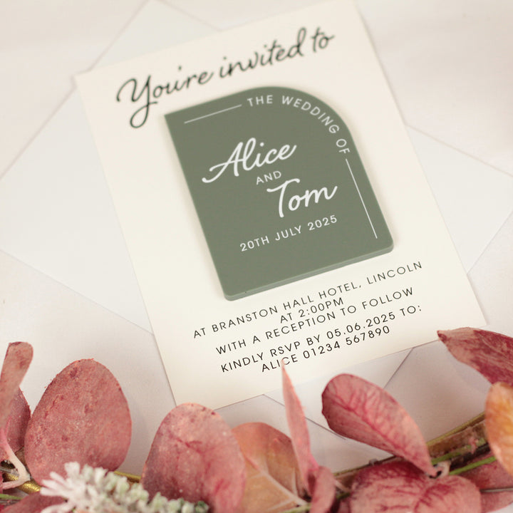 Modern Arch Acrylic Wedding Invitation Magnets &amp; Cards-Weddings by Lumi