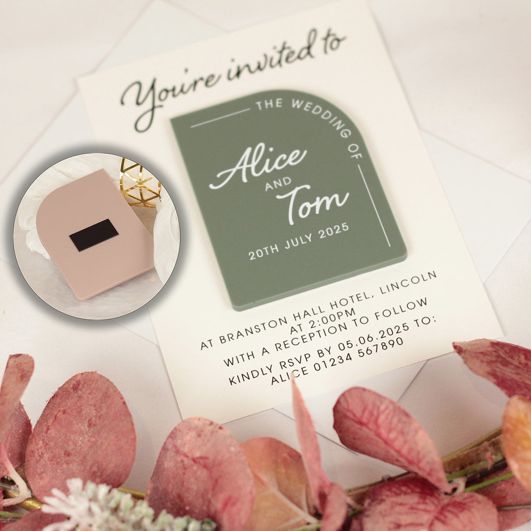 Modern Arch Acrylic Wedding Invitation Magnets & Cards-Weddings by Lumi
