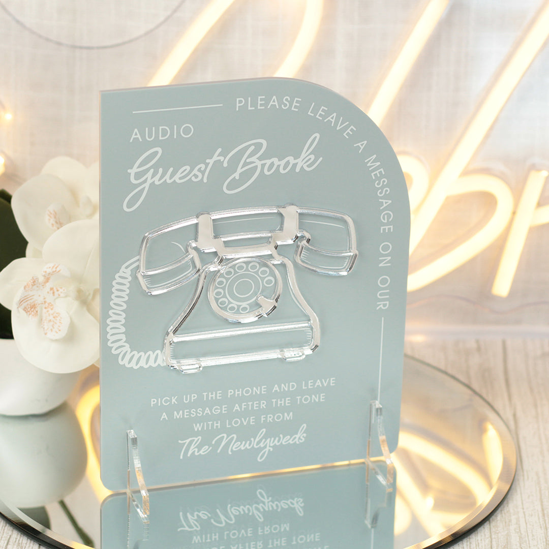 Modern Arch Audio Phone Guest Book Acrylic Sign