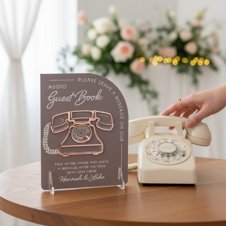 Modern Arch Audio Phone Guest Book Acrylic Sign
