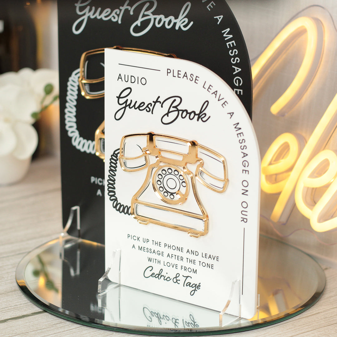 Modern Arch Audio Phone Guest Book Acrylic Sign