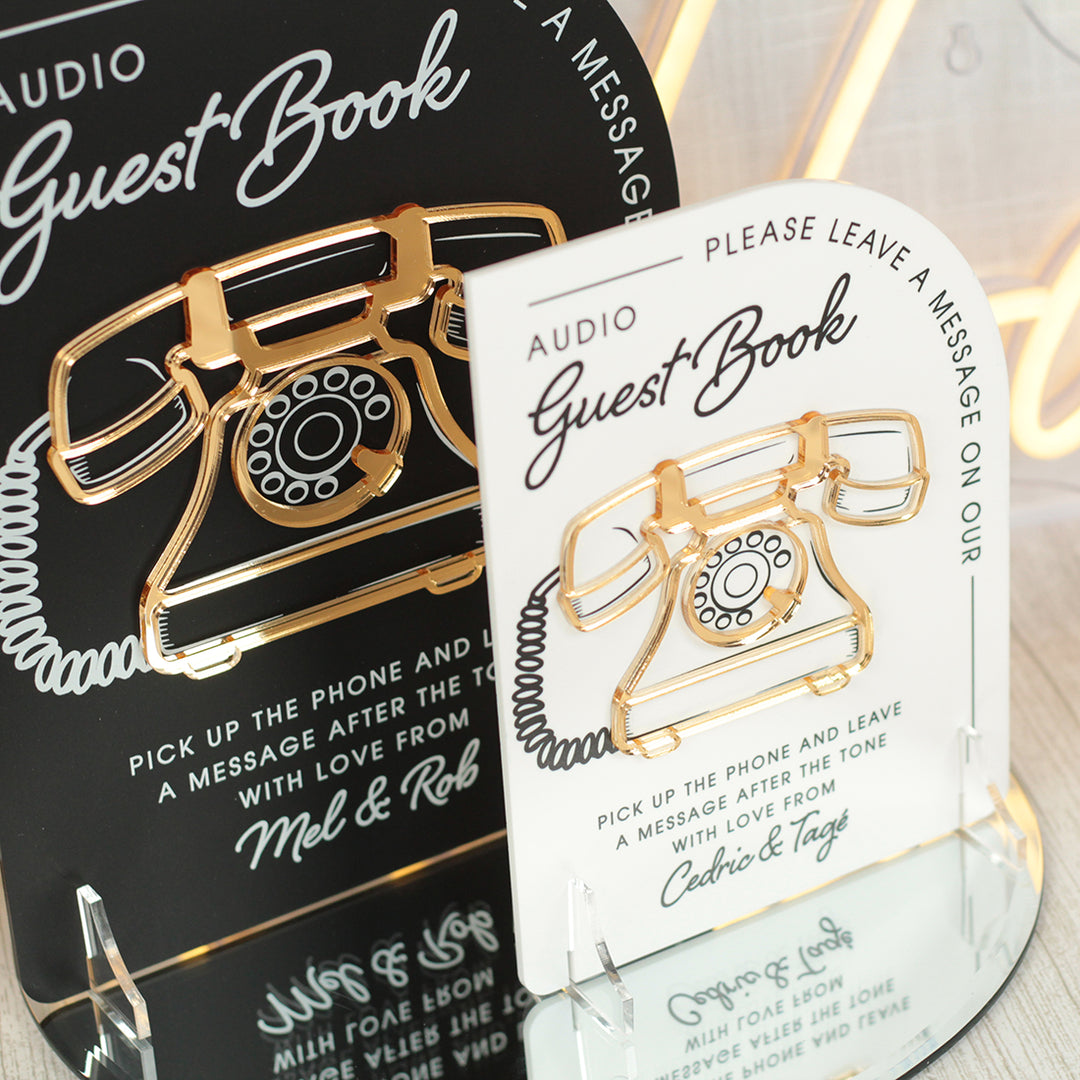 Modern Arch Audio Phone Guest Book Acrylic Sign