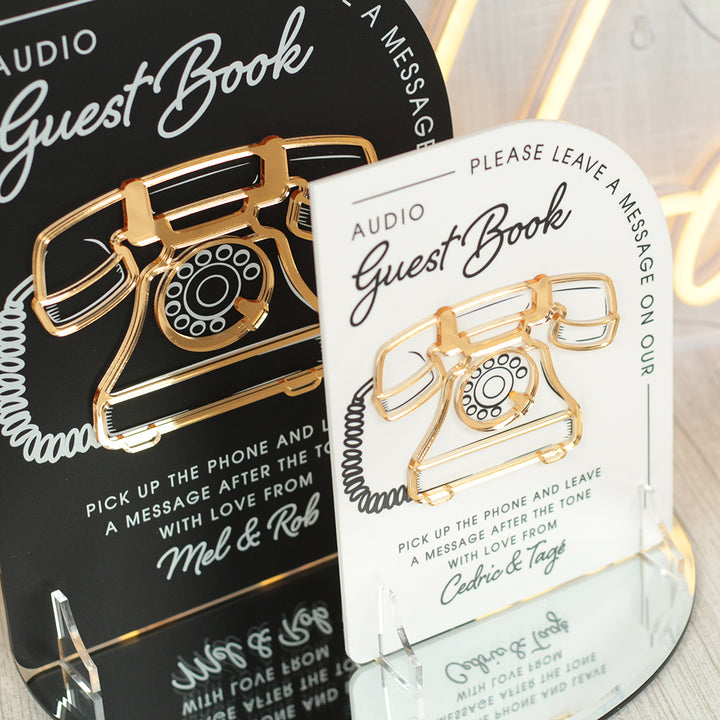 Modern Arch Audio Phone Guest Book Acrylic Sign