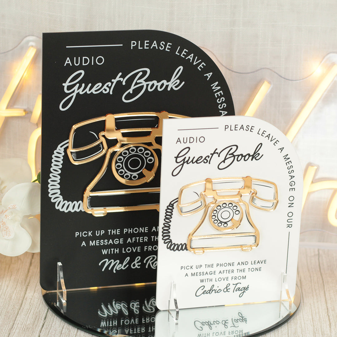 Modern Arch Audio Phone Guest Book Acrylic Sign
