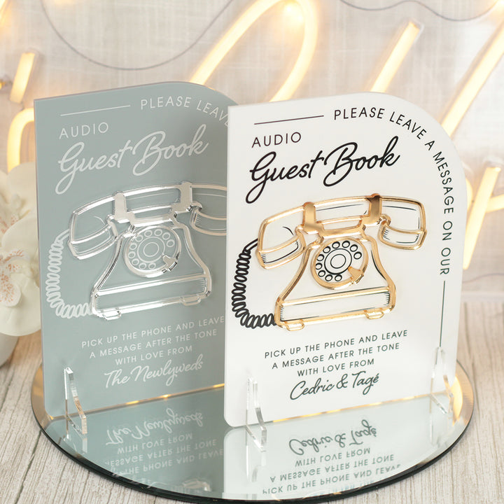 Modern Arch Audio Phone Guest Book Acrylic Sign