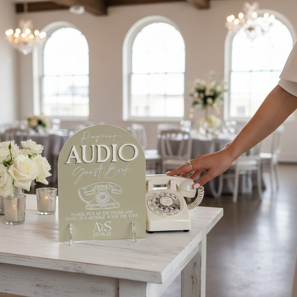 Manhattan Audio Phone Guest Book Acrylic Sign