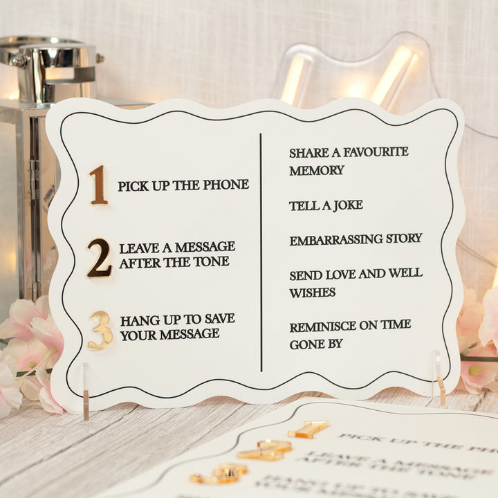 Wavy Edge Audio Phone Instruction Acrylic Sign