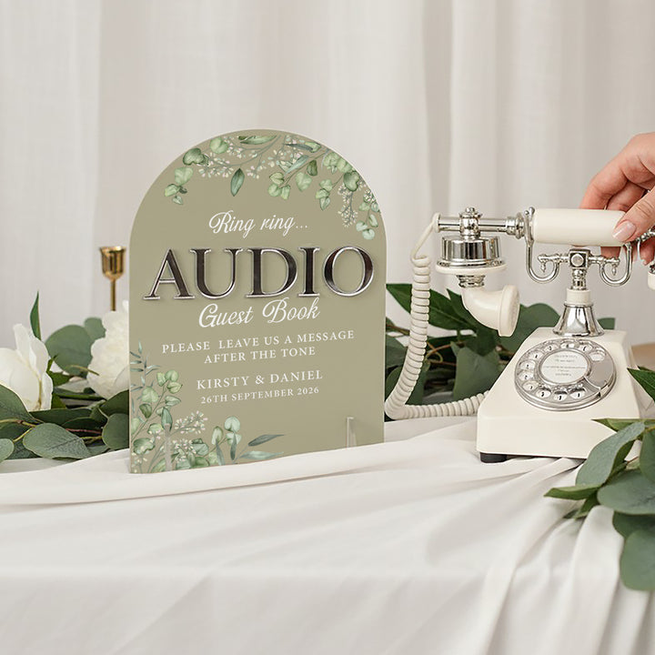 Eucalyptus Audio Phone Guest Book Acrylic Sign