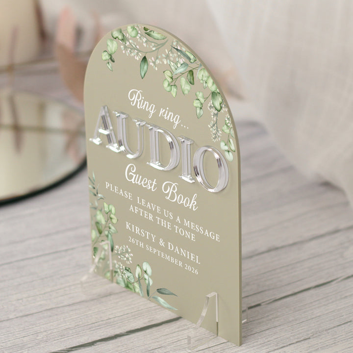 Eucalyptus Audio Phone Guest Book Acrylic Sign