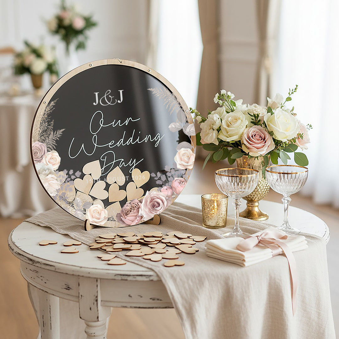 Blush Flowers Wedding Drop Frame Guest Book Alternative
