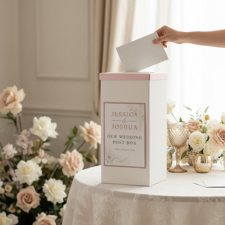 Blush Flowers Wedding Card Post Box