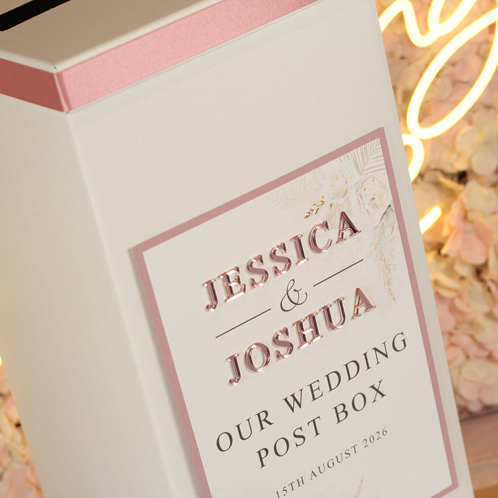Blush Flowers Wedding Card Post Box
