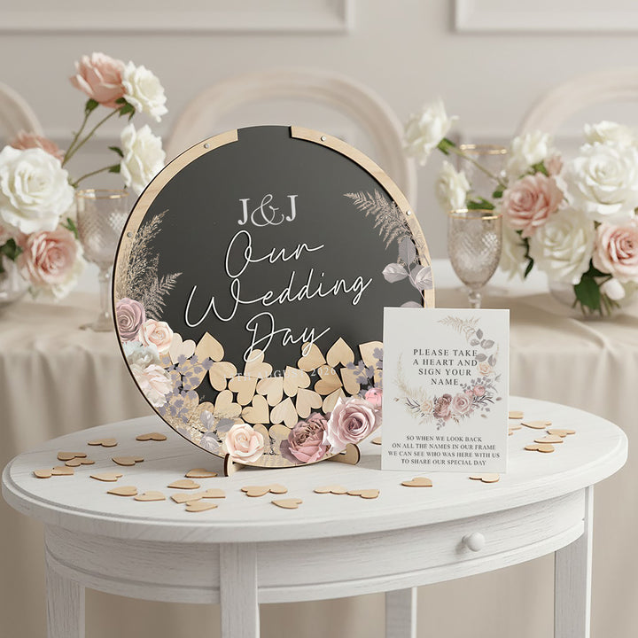 Blush Flowers Wedding Drop Frame Guest Book Alternative