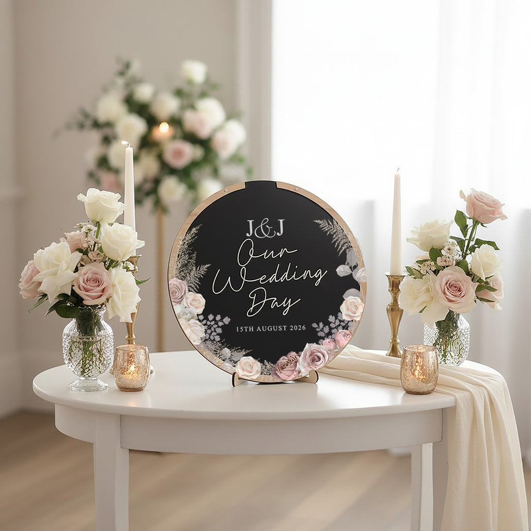 Blush Flowers Wedding Drop Frame Guest Book Alternative
