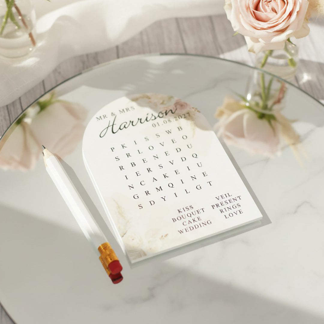 Blush Flowers Wedding Games for Guests