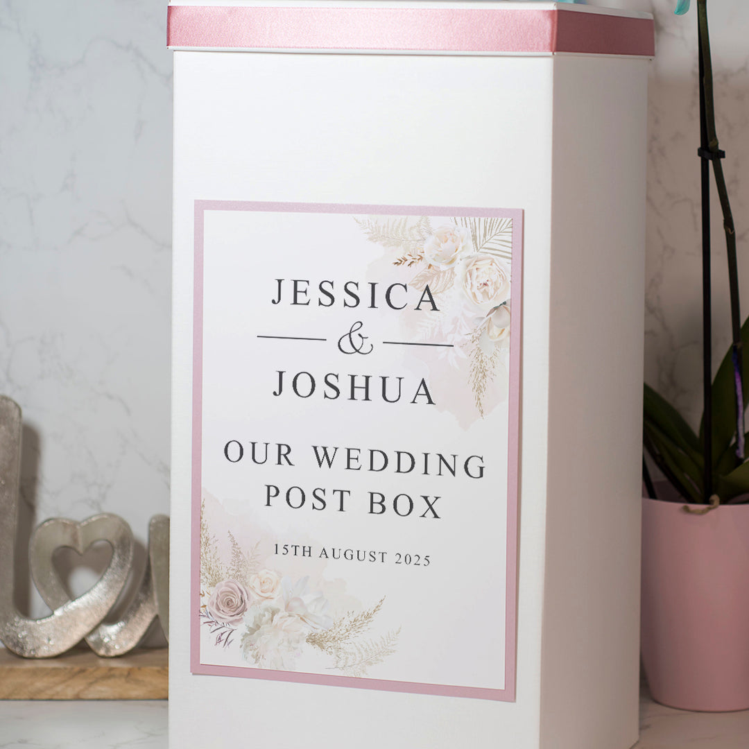 Blush Flowers Wedding Card Post Box-Weddings by Lumi