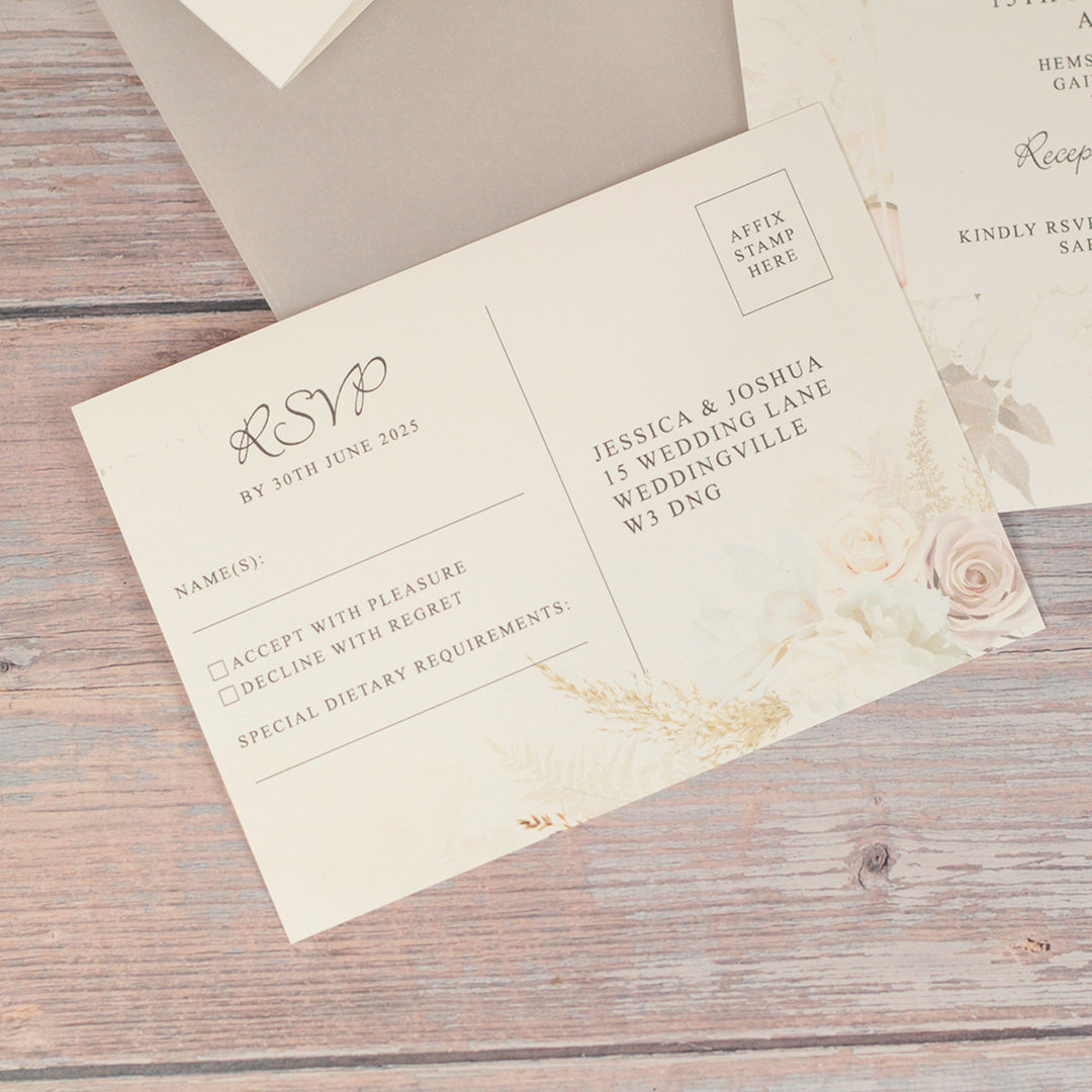 Blush Flowers Vellum Wrapped Invitation Bundle