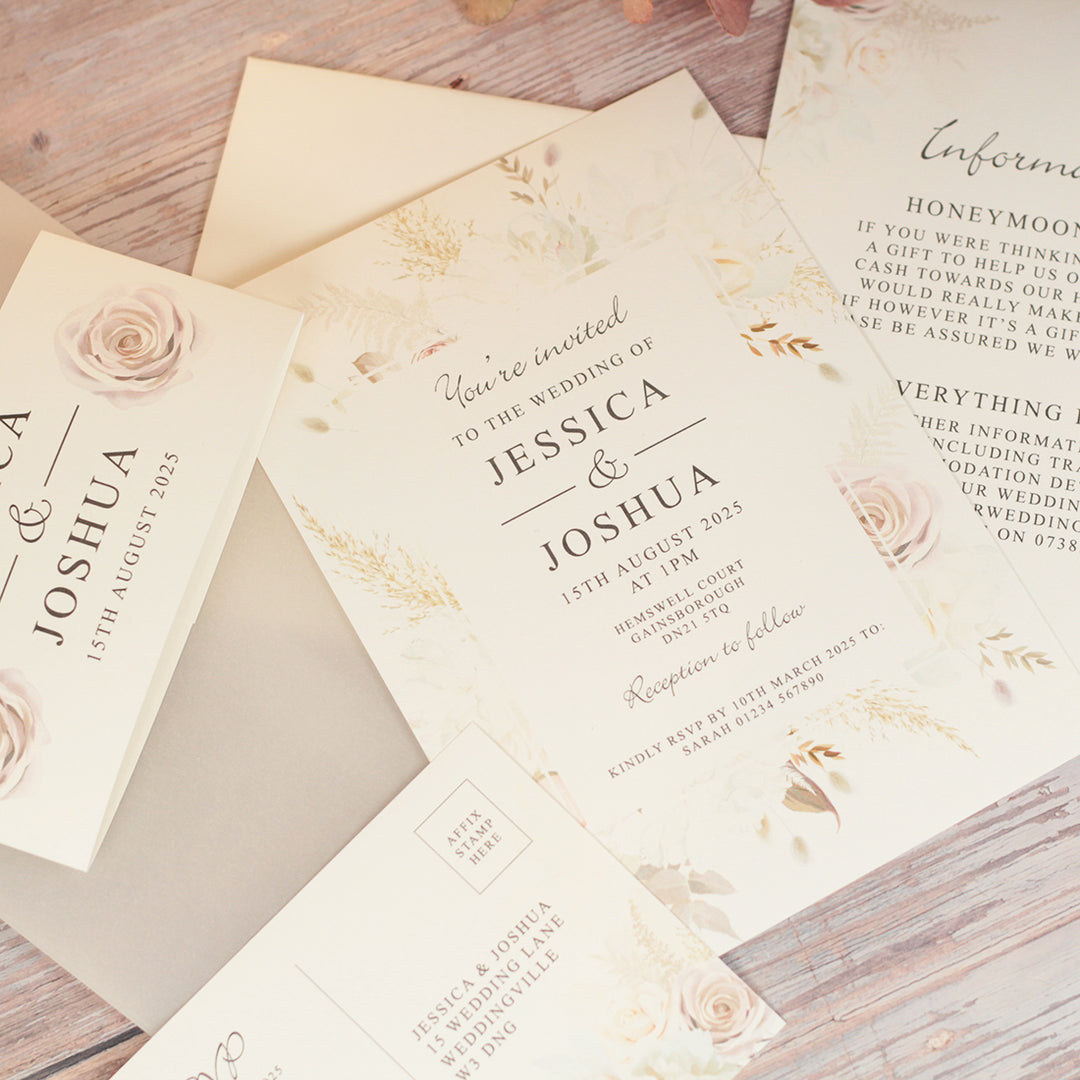 Blush Flowers Vellum Wrapped Invitation Bundle