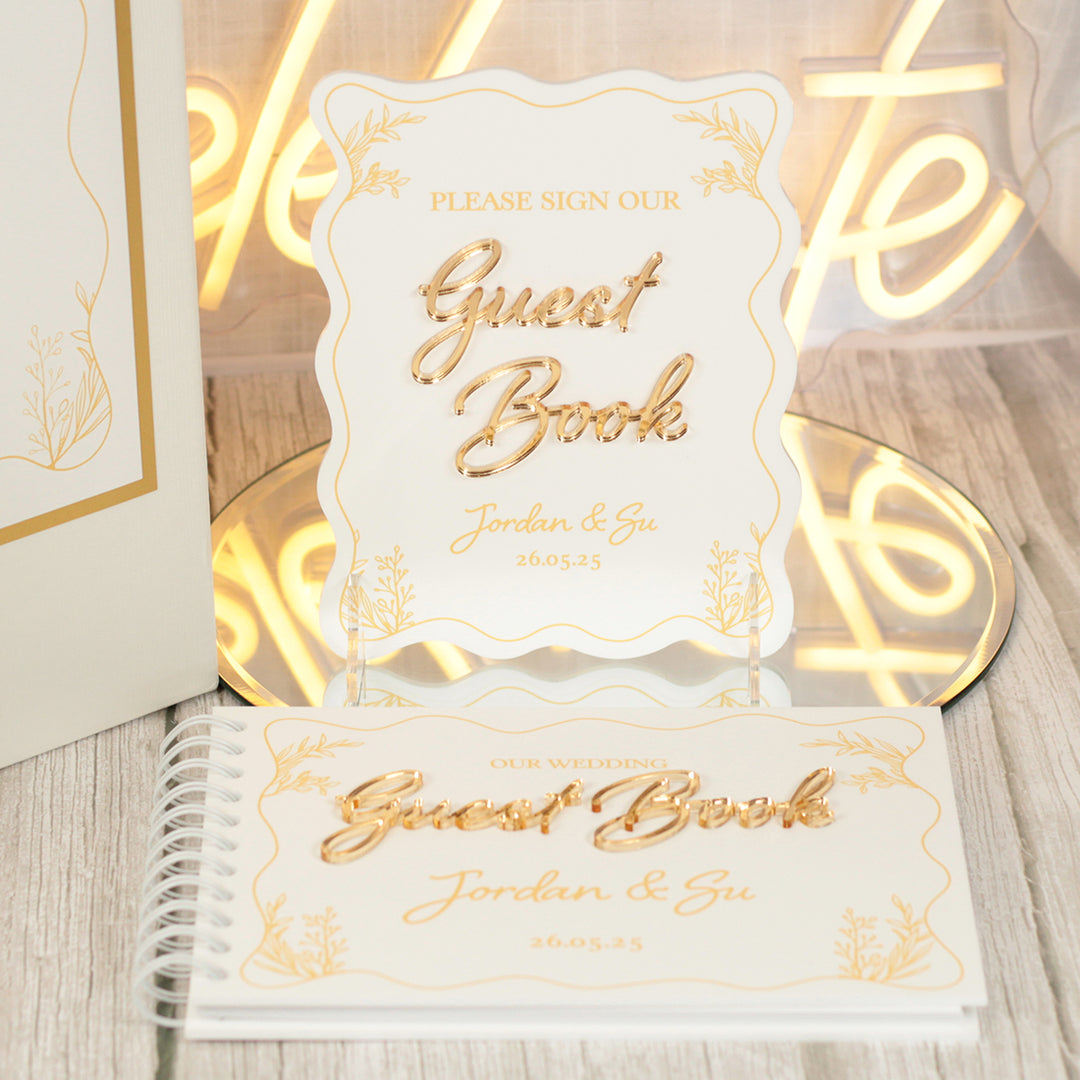 Wavy Edge Sign Our Guest Book Acrylic Sign