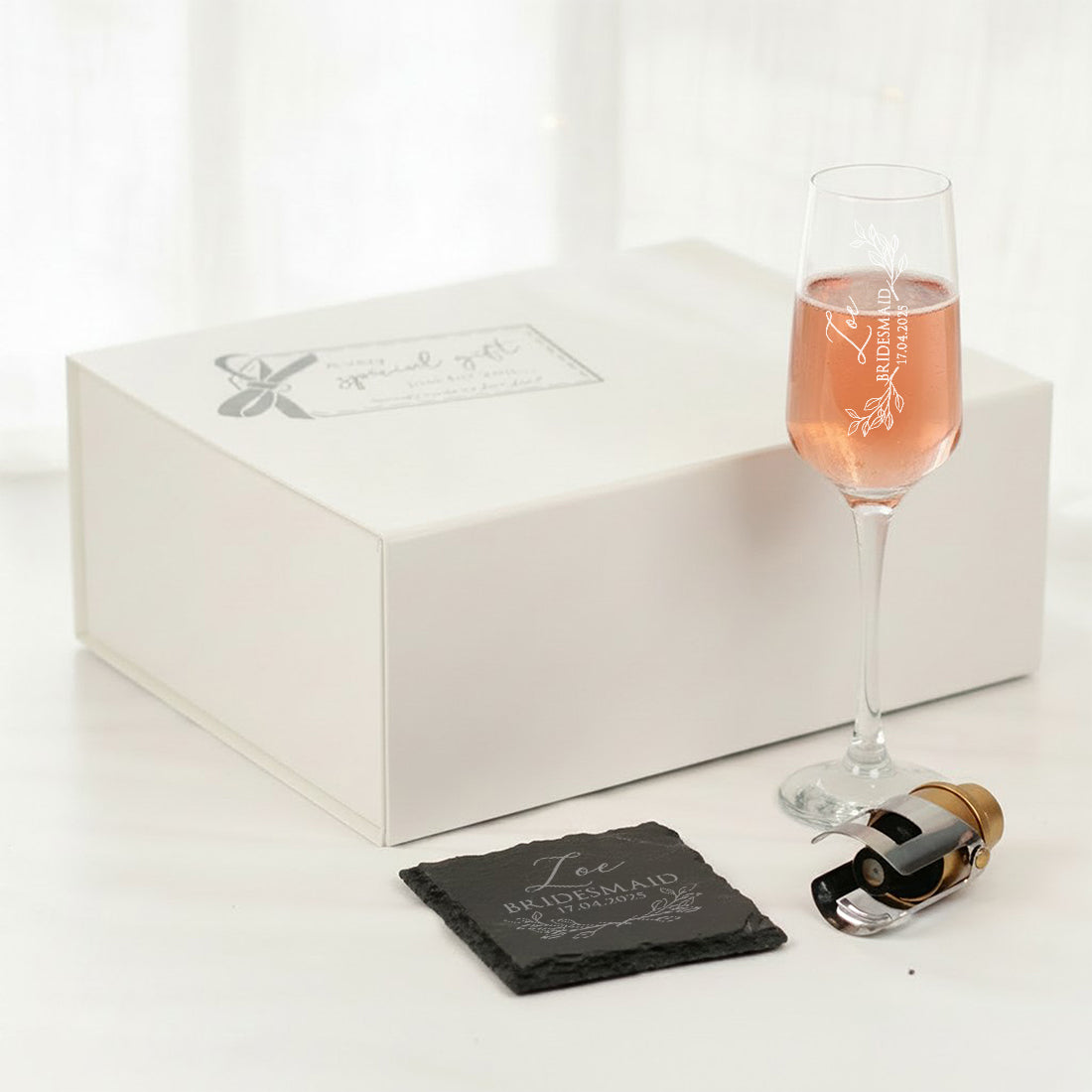 Botanical Bridal Party Champagne Flute Luxury Gift Boxed Set