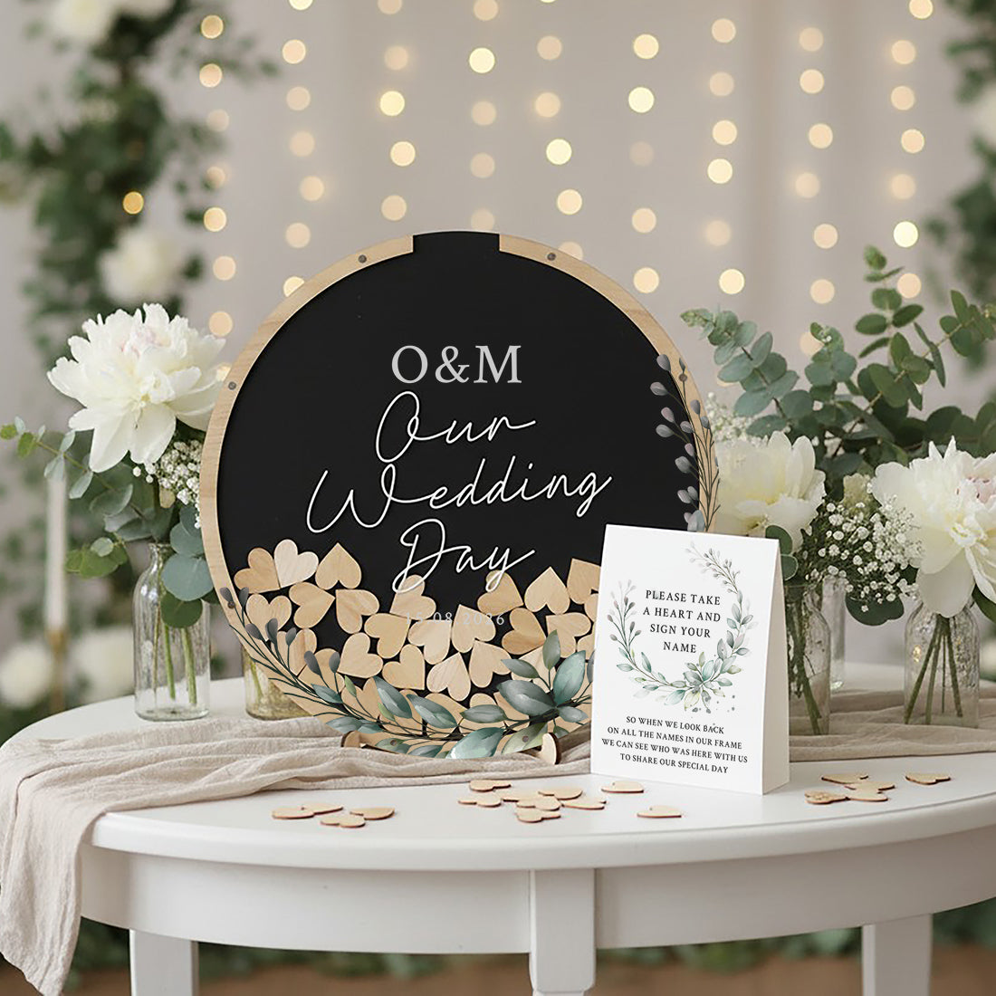 Botanical Wreath Wedding Drop Frame Guest Book Alternative