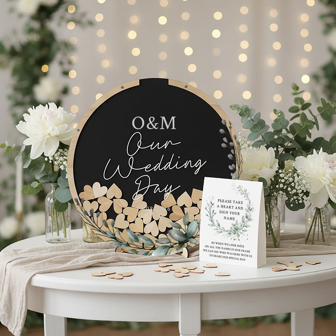 Botanical Wreath Wedding Drop Frame Guest Book Alternative