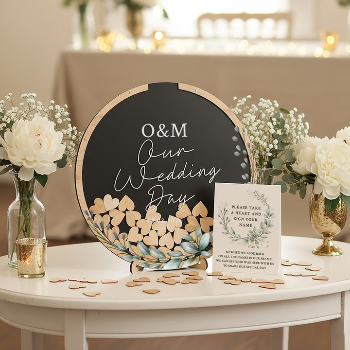 Botanical Wreath Wedding Drop Frame Guest Book Alternative