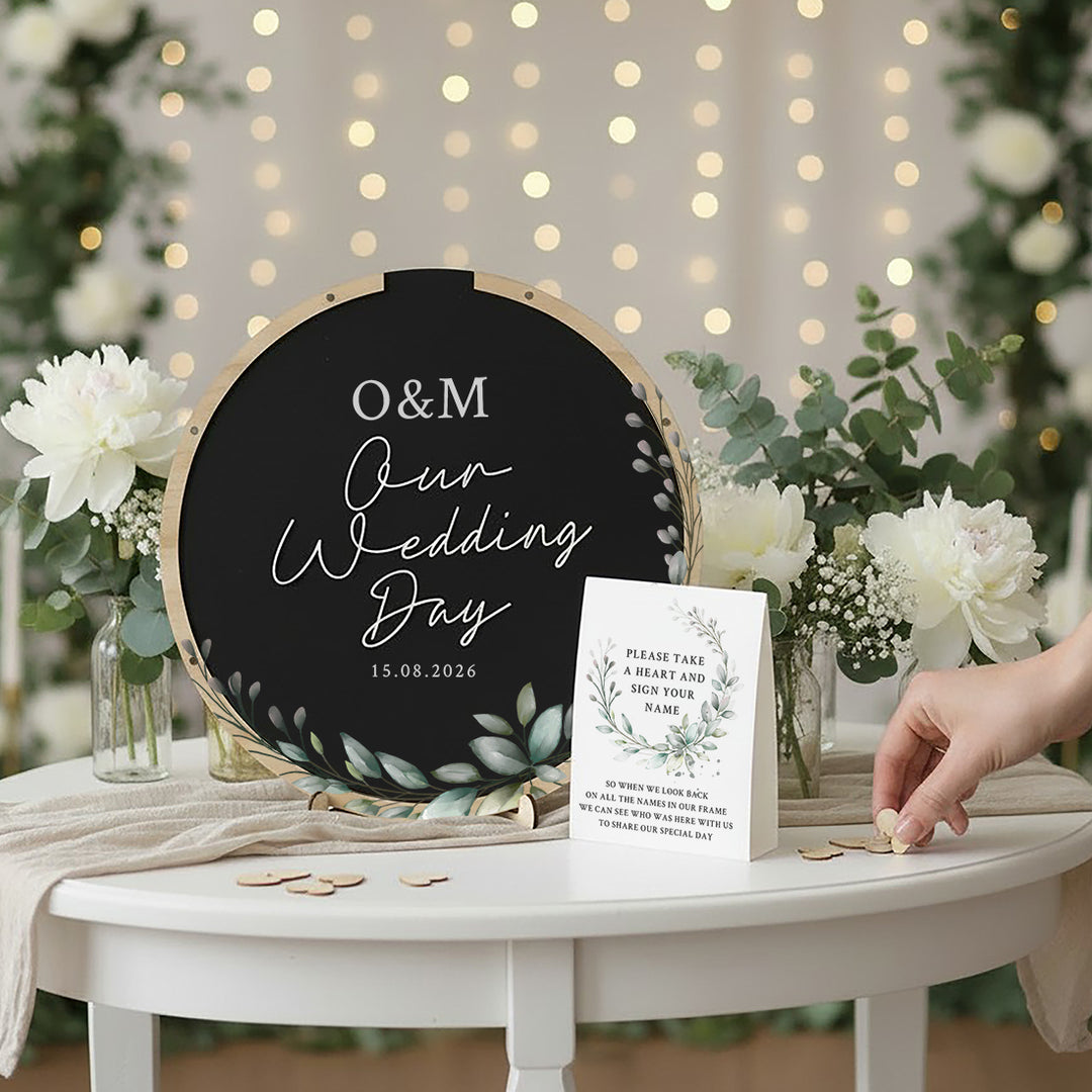 Botanical Wreath Wedding Drop Frame Guest Book Alternative
