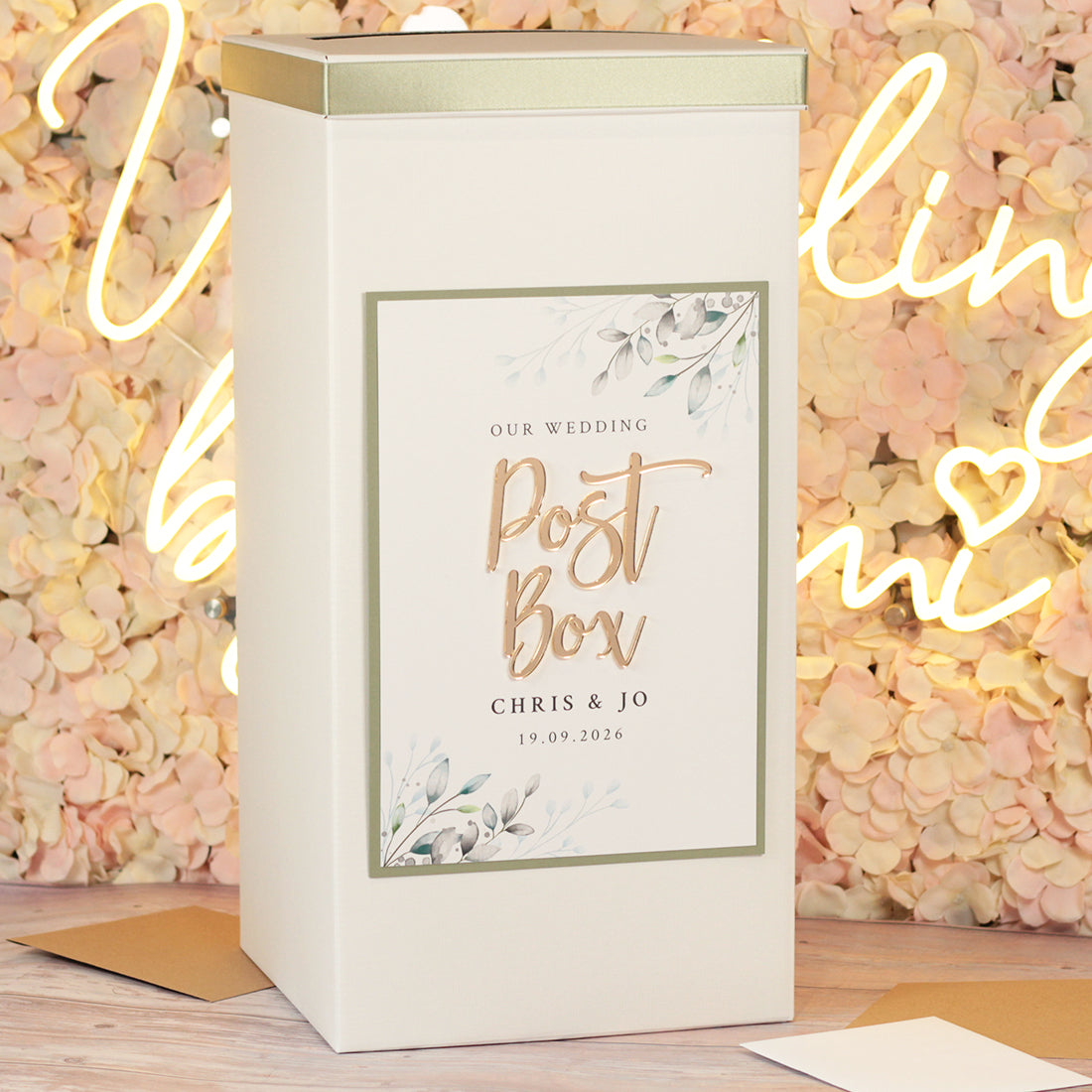 Botanical Wreath Wedding Card Post Box