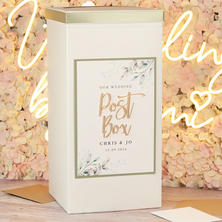 Botanical Wreath Wedding Card Post Box