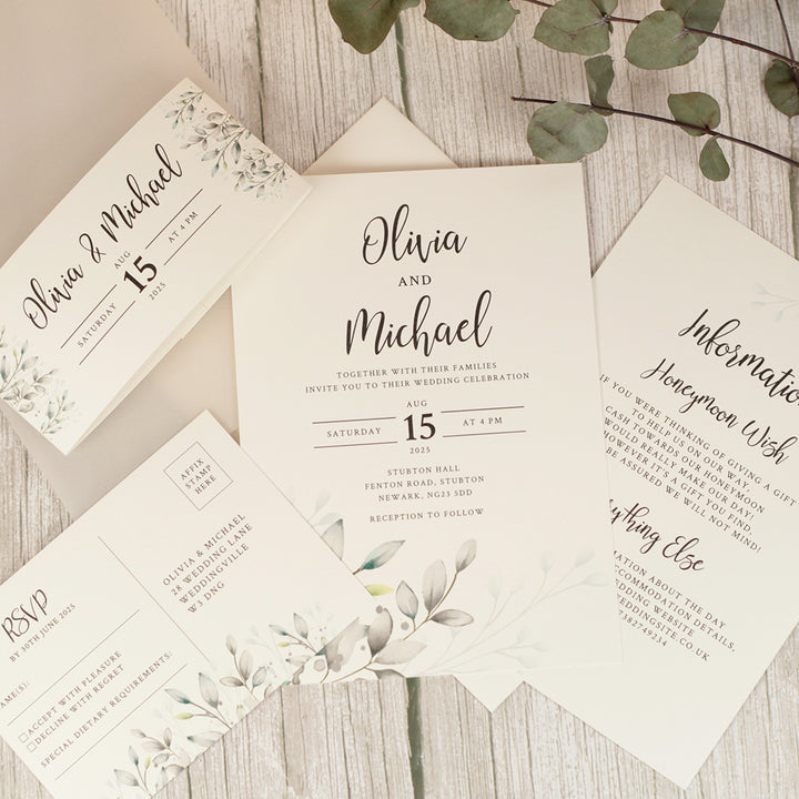 Botanical Wreath Vellum Wrapped Invitation Bundle