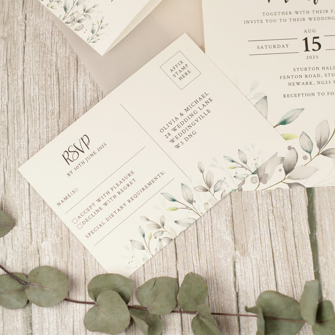 Botanical Wreath Vellum Wrapped Invitation Bundle