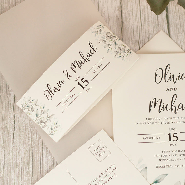 Botanical Wreath Vellum Wrapped Invitation Bundle