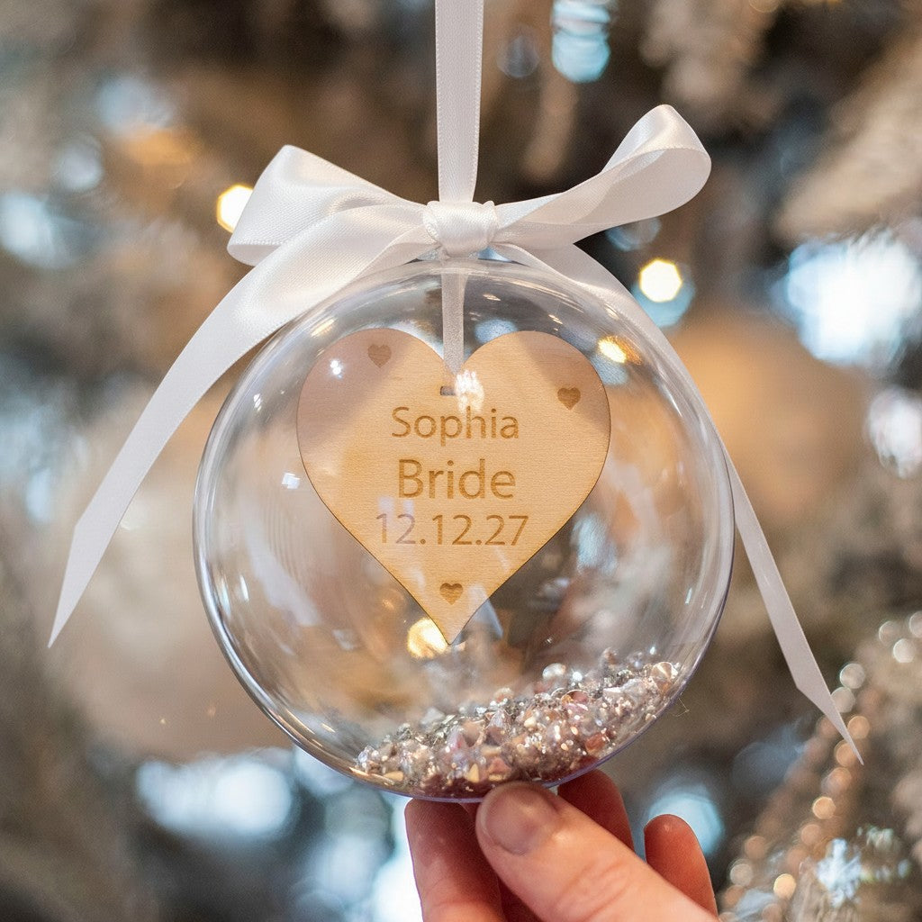 Wedding Bridal Party Christmas Tree Bauble Decoration