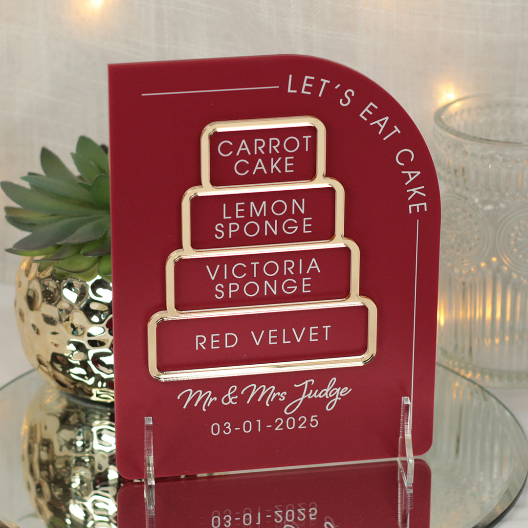 Modern Arch Wedding Cake Menu Acrylic Sign-Weddings by Lumi