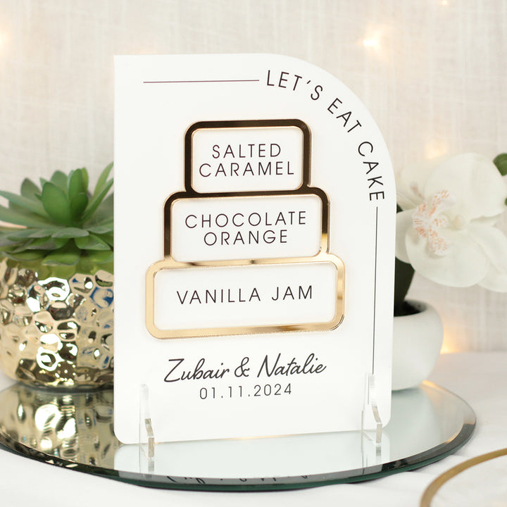 Modern Arch Wedding Cake Menu Acrylic Sign-Weddings by Lumi