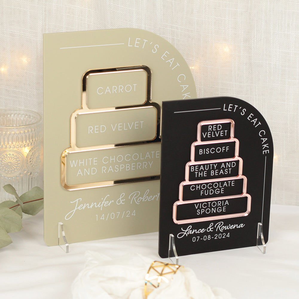 Modern Arch Wedding Cake Menu Acrylic Sign-Weddings by Lumi