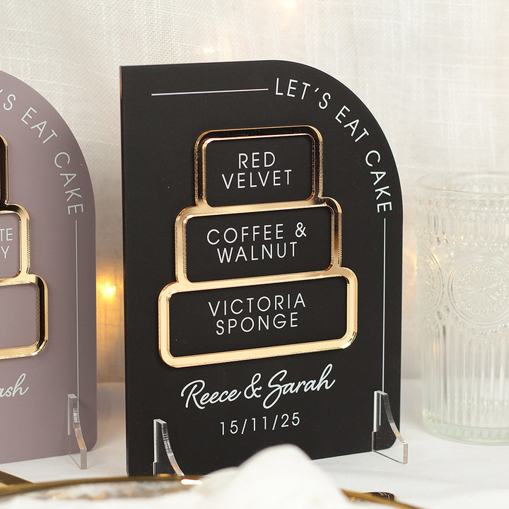 Modern Arch Wedding Cake Menu Acrylic Sign-Weddings by Lumi