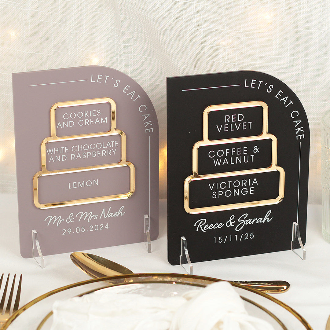 Modern Arch Wedding Cake Menu Acrylic Sign-Weddings by Lumi