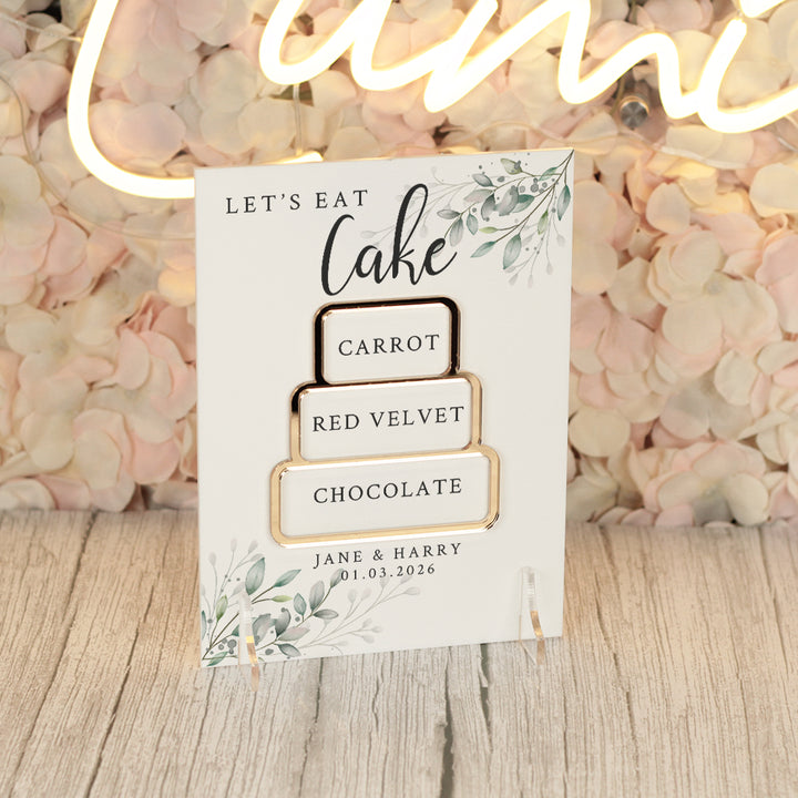 Botanical Wreath Cake Flavour acrylic sign-Weddings by Lumi
