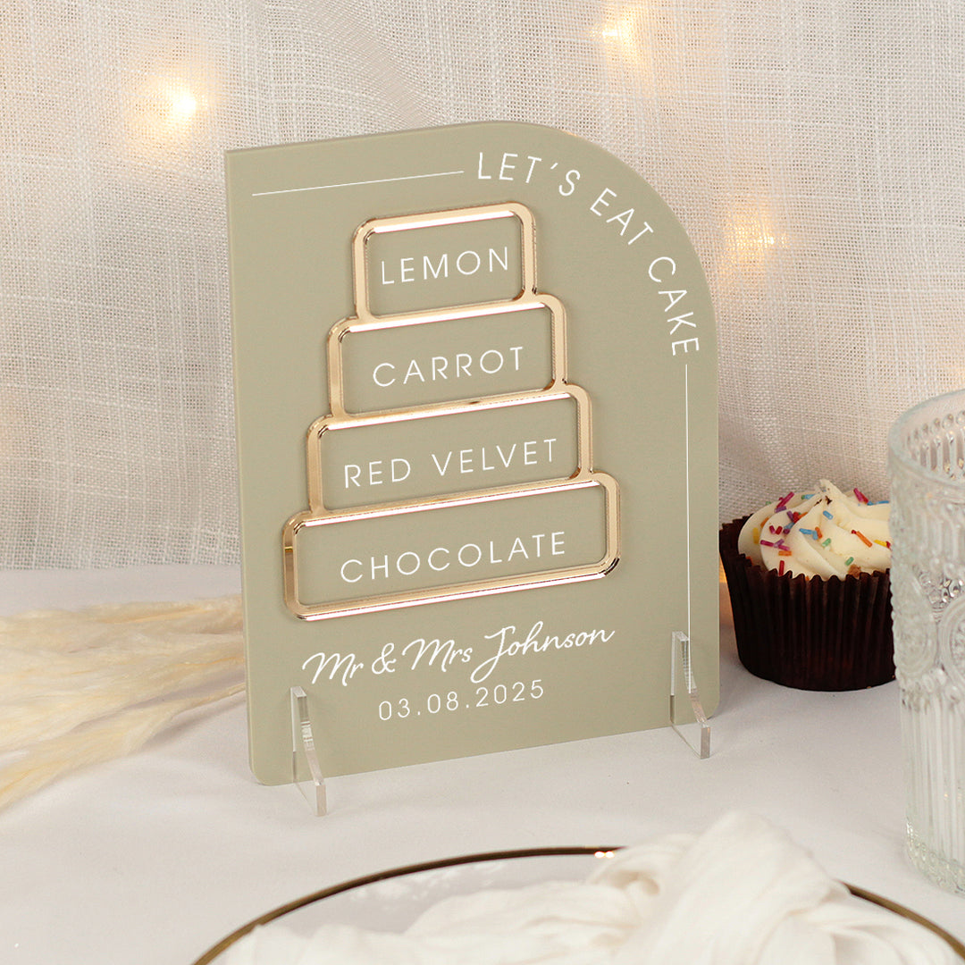Modern Arch Wedding Cake Menu Acrylic Sign-Weddings by Lumi