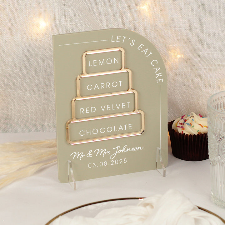 Modern Arch Wedding Cake Menu Acrylic Sign-Weddings by Lumi