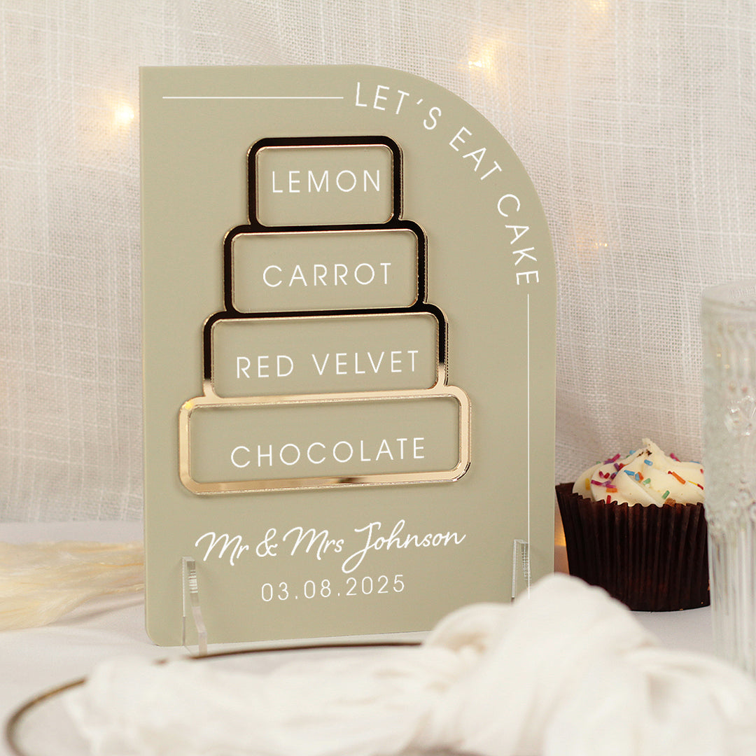 Modern Arch Wedding Cake Menu Acrylic Sign-Weddings by Lumi
