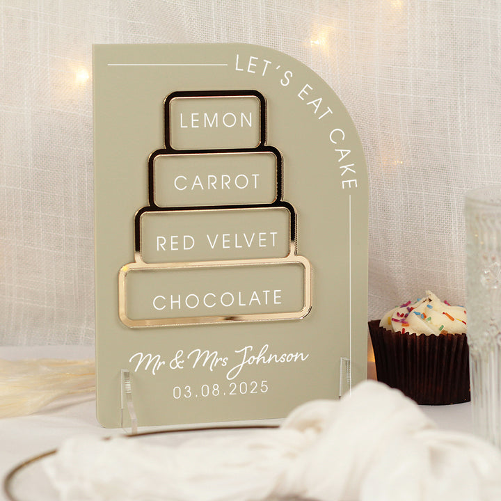 Modern Arch Wedding Cake Menu Acrylic Sign-Weddings by Lumi